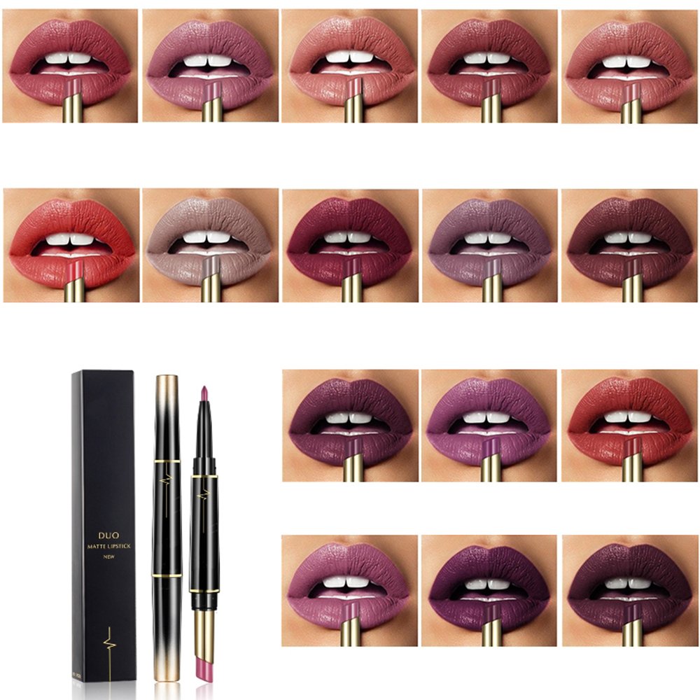 Macymars™ 16 Color Long Lasting Lipstick Lipstick + Lip Liner Combo